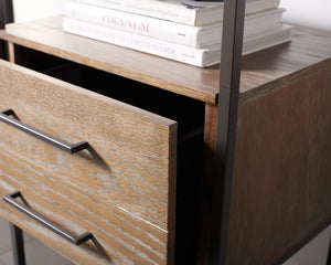 Safavieh Jola 5-Shelf Etagere With Drawer - Stylish Rustic Oak & Gunmetal Display Unit For Home Organization ETG6400A