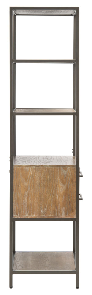Safavieh Jola 5-Shelf Etagere With Drawer - Stylish Rustic Oak & Gunmetal Display Unit For Home Organization ETG6400A