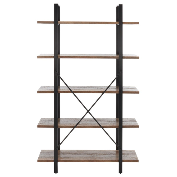 Safavieh Euan 5 Shelf Cross Back Etagere Rustic Natural/Matte Black ETG6401A