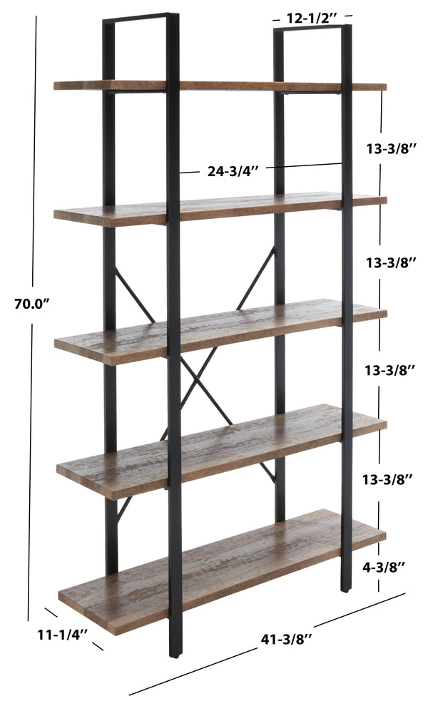 Safavieh Euan 5 Shelf Cross Back Etagere Rustic Natural/Matte Black ETG6401A