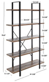 Safavieh Euan 5 Shelf Cross Back Etagere Rustic Natural/Matte Black ETG6401A