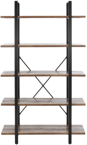 Safavieh Euan 5 Shelf Cross Back Etagere Rustic Natural/Matte Black ETG6401A