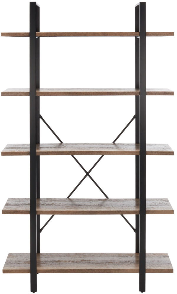 Safavieh Euan 5 Shelf Cross Back Etagere Rustic Natural/Matte Black ETG6401A