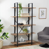 Safavieh Euan 5 Shelf Cross Back Etagere Rustic Natural/Matte Black ETG6401A