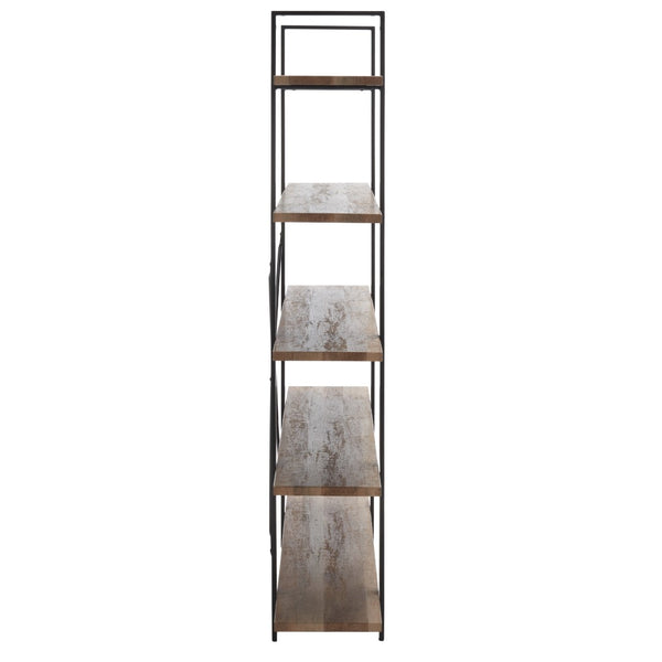 Safavieh Euan 5 Shelf Cross Back Etagere Rustic Natural/Matte Black ETG6401A