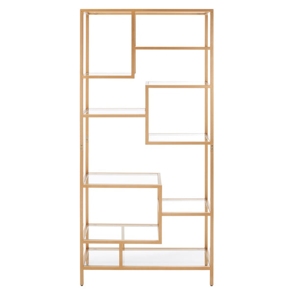Safavieh Ramie Etagere With Staggered Shelves For Stylish Display In Living Rooms, Offices, And Entryways Gold ETG6404A