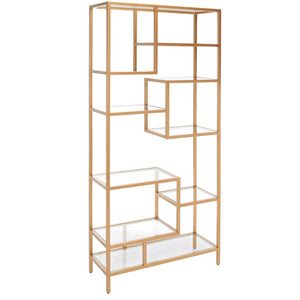 Safavieh Ramie Etagere With Staggered Shelves For Stylish Display In Living Rooms, Offices, And Entryways Gold ETG6404A