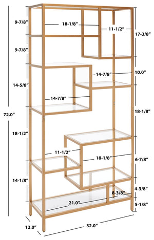 Safavieh Ramie Etagere With Staggered Shelves For Stylish Display In Living Rooms, Offices, And Entryways Gold ETG6404A