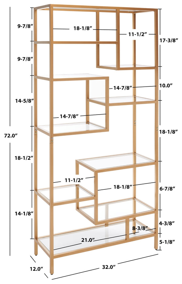 Safavieh Ramie Etagere With Staggered Shelves For Stylish Display In Living Rooms, Offices, And Entryways Gold ETG6404A