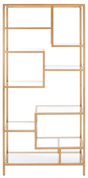 Safavieh Ramie Etagere With Staggered Shelves For Stylish Display In Living Rooms, Offices, And Entryways Gold ETG6404A