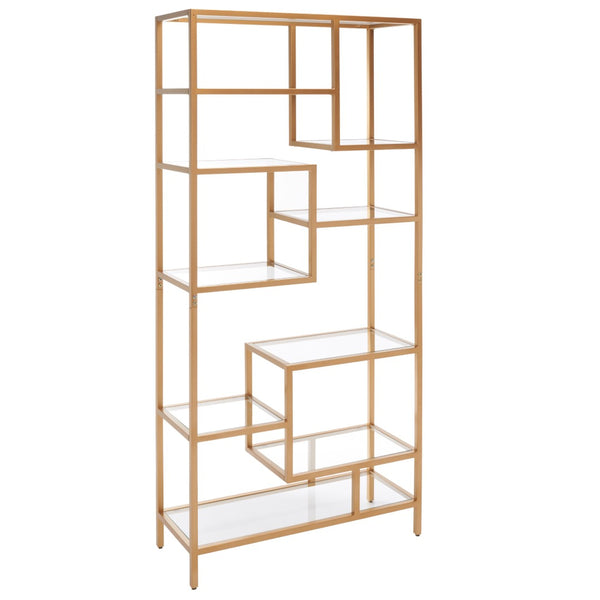 Safavieh Ramie Etagere With Staggered Shelves For Stylish Display In Living Rooms, Offices, And Entryways Gold ETG6404A