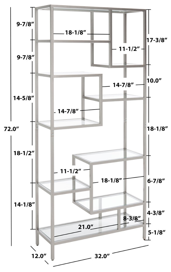 Safavieh Ramie Etagere With Staggered Shelves For Stylish Display In Living Rooms, Offices, And Entryways Silver ETG6404B