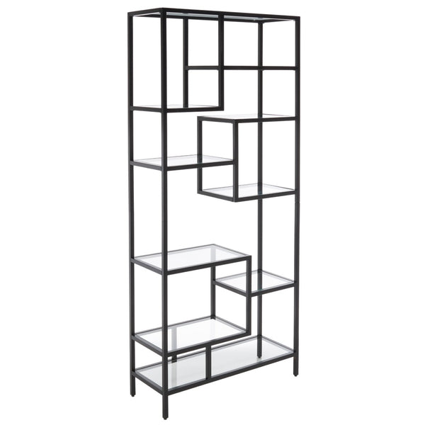 Safavieh Ramie Etagere With Staggered Shelves For Stylish Display In Living Rooms, Offices, And Entryways Matte Black ETG6404C