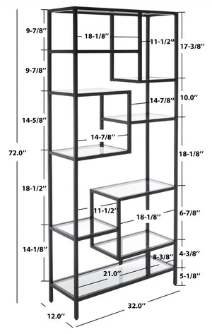 Safavieh Ramie Etagere With Staggered Shelves For Stylish Display In Living Rooms, Offices, And Entryways Matte Black ETG6404C