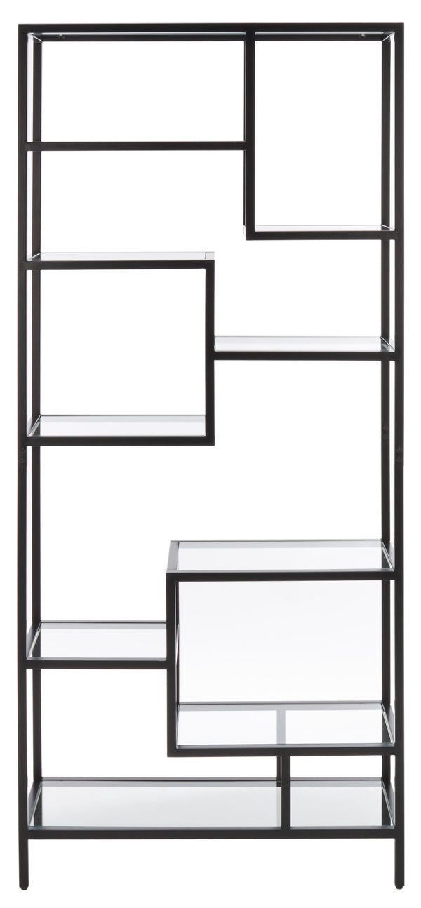 Safavieh Ramie Etagere With Staggered Shelves For Stylish Display In Living Rooms, Offices, And Entryways Matte Black ETG6404C