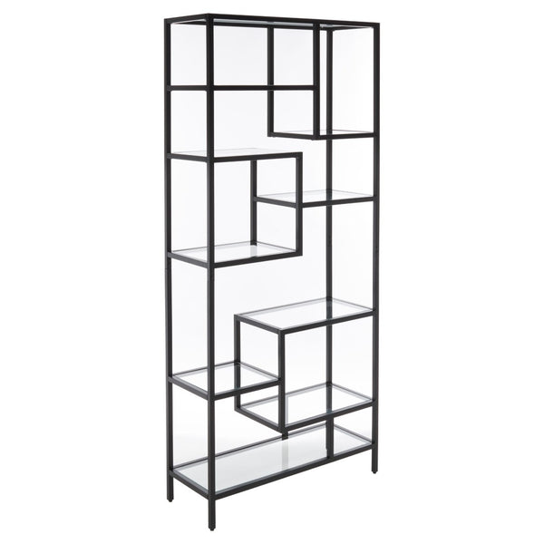 Safavieh Ramie Etagere With Staggered Shelves For Stylish Display In Living Rooms, Offices, And Entryways Matte Black ETG6404C