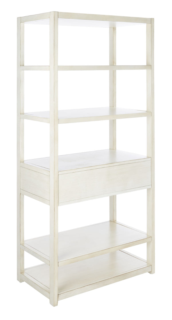 Safavieh Johni Etagere With 5 Open Shelves And 1 Stylish Drawer For Elegant Home Organization And Display Antique White ETG9200B
