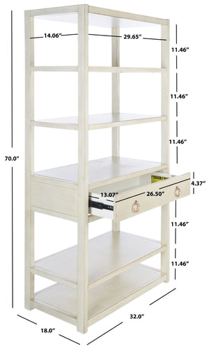 Safavieh Johni Etagere With 5 Open Shelves And 1 Stylish Drawer For Elegant Home Organization And Display Antique White ETG9200B