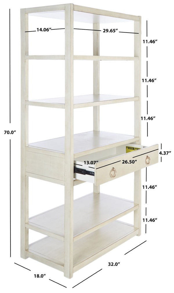 Safavieh Johni Etagere With 5 Open Shelves And 1 Stylish Drawer For Elegant Home Organization And Display Antique White ETG9200B