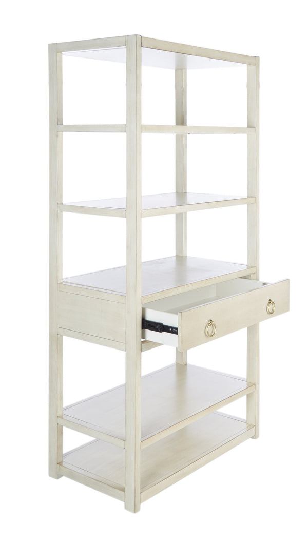 Safavieh Johni Etagere With 5 Open Shelves And 1 Stylish Drawer For Elegant Home Organization And Display Antique White ETG9200B