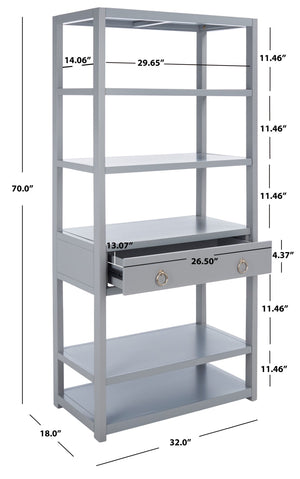 Safavieh Johni Etagere With 5 Open Shelves And 1 Stylish Drawer For Elegant Home Organization And Display Grey ETG9200C