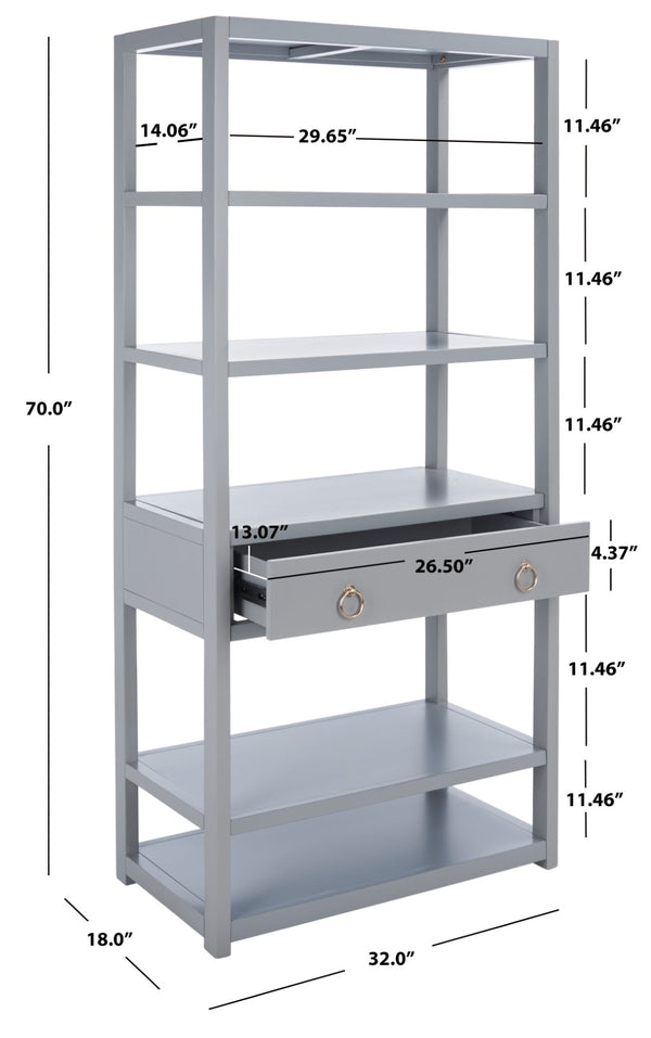 Safavieh Johni Etagere With 5 Open Shelves And 1 Stylish Drawer For Elegant Home Organization And Display Grey ETG9200C
