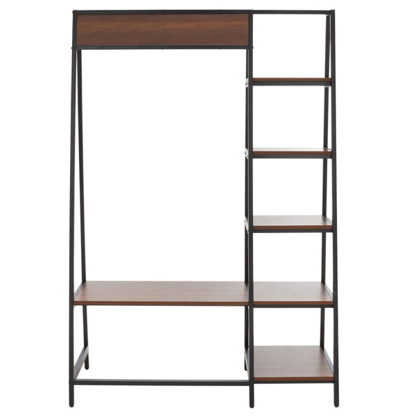 Safavieh Akasha Hall Tree Etagere - Rustic Entryway Organizer With Hooks, Bench & Stylish Walnut Finish ETG9300A