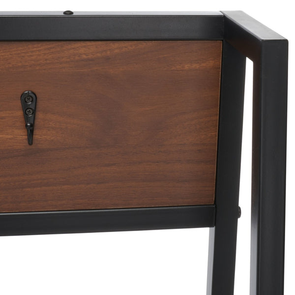Safavieh Akasha Hall Tree Etagere - Rustic Entryway Organizer With Hooks, Bench & Stylish Walnut Finish ETG9300A