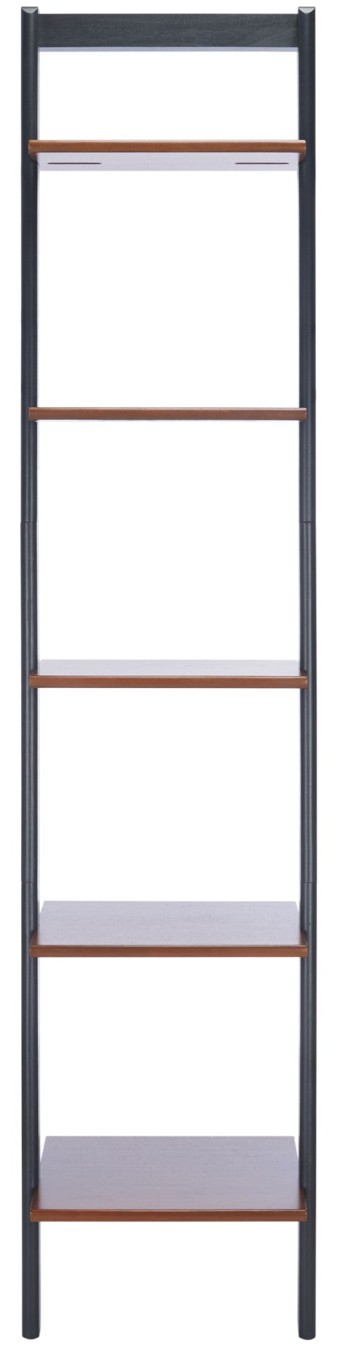 Safavieh Allaire 5-Tier Leaning Etagere - Stylish Mahogany Shelves For Farmhouse Decor & Space-Saving Storage Honey Brown / Charcoal ETG9400A