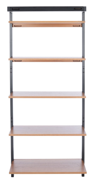 Safavieh Beauregard 5-Tier Leaning Etagere - Industrial Farmhouse Design For Stylish Storage & Display Natural / Charcoal ETG9402A