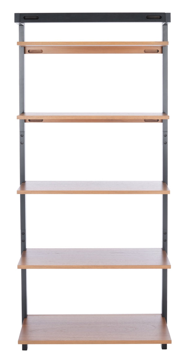 Safavieh Beauregard 5-Tier Leaning Etagere - Industrial Farmhouse Design For Stylish Storage & Display Natural / Charcoal ETG9402A