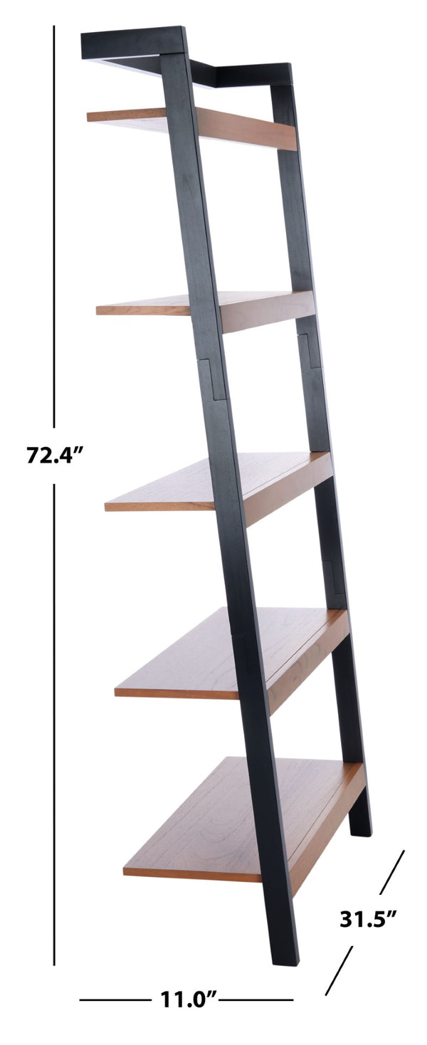Safavieh Beauregard 5-Tier Leaning Etagere - Industrial Farmhouse Design For Stylish Storage & Display Natural / Charcoal ETG9402A