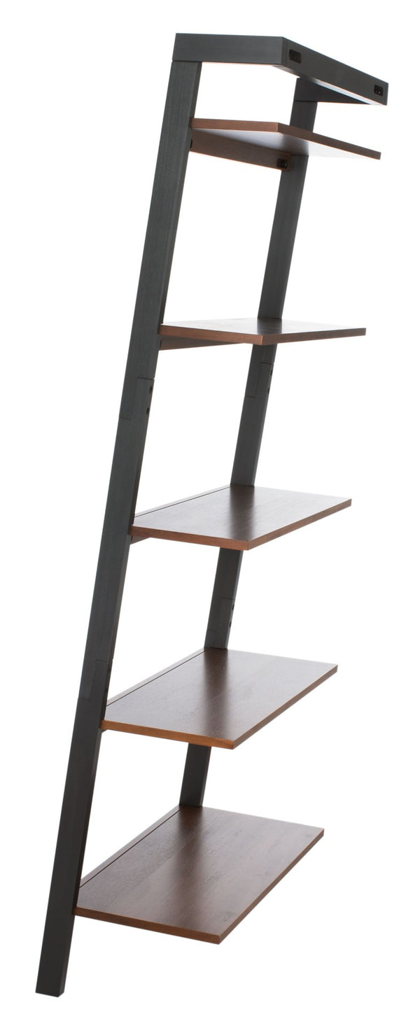 Safavieh Beauregard 5-Tier Leaning Etagere - Industrial Farmhouse Design For Stylish Storage & Display Honey Brown / Charcoal ETG9402C