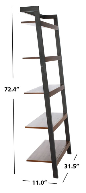Safavieh Beauregard 5-Tier Leaning Etagere - Industrial Farmhouse Design For Stylish Storage & Display Honey Brown / Charcoal ETG9402C