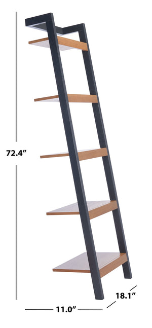 Safavieh Yassi 5-Tier Leaning Etagere - Rustic Storage Solution For Small Spaces With Stylish Open Shelving Natural / Charcoal ETG9403A
