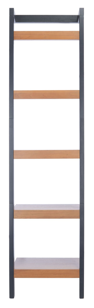 Safavieh Yassi 5-Tier Leaning Etagere - Rustic Storage Solution For Small Spaces With Stylish Open Shelving Natural / Charcoal ETG9403A