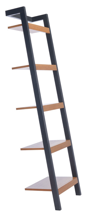 Safavieh Yassi 5-Tier Leaning Etagere - Rustic Storage Solution For Small Spaces With Stylish Open Shelving Natural / Charcoal ETG9403A