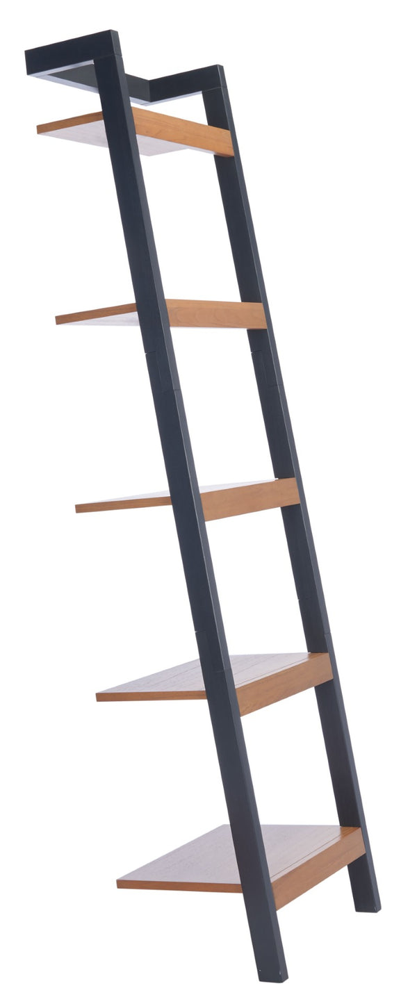 Safavieh Yassi 5-Tier Leaning Etagere - Rustic Storage Solution For Small Spaces With Stylish Open Shelving Natural / Charcoal ETG9403A