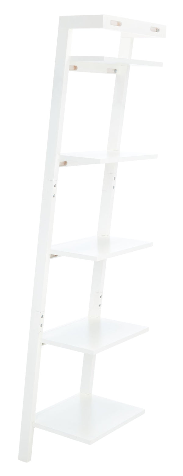 Safavieh Yassi 5-Tier Leaning Etagere - Rustic Storage Solution For Small Spaces With Stylish Open Shelving White ETG9403B