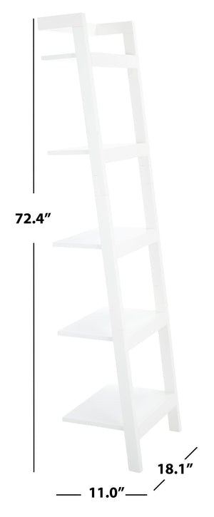 Safavieh Yassi 5-Tier Leaning Etagere - Rustic Storage Solution For Small Spaces With Stylish Open Shelving White ETG9403B