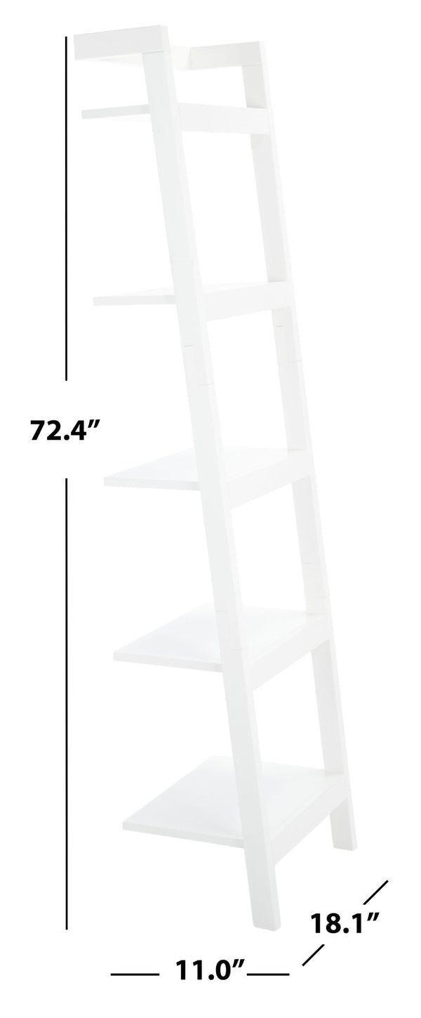 Safavieh Yassi 5-Tier Leaning Etagere - Rustic Storage Solution For Small Spaces With Stylish Open Shelving White ETG9403B