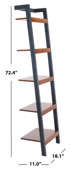 Safavieh Yassi 5-Tier Leaning Etagere - Rustic Storage Solution For Small Spaces With Stylish Open Shelving Honey Brown / Charcoal ETG9403C