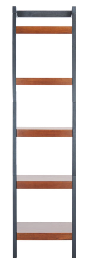 Safavieh Yassi 5-Tier Leaning Etagere - Rustic Storage Solution For Small Spaces With Stylish Open Shelving Honey Brown / Charcoal ETG9403C
