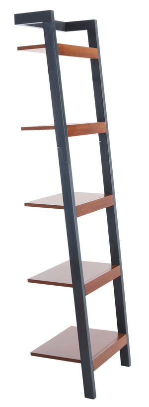 Safavieh Yassi 5-Tier Leaning Etagere - Rustic Storage Solution For Small Spaces With Stylish Open Shelving Honey Brown / Charcoal ETG9403C