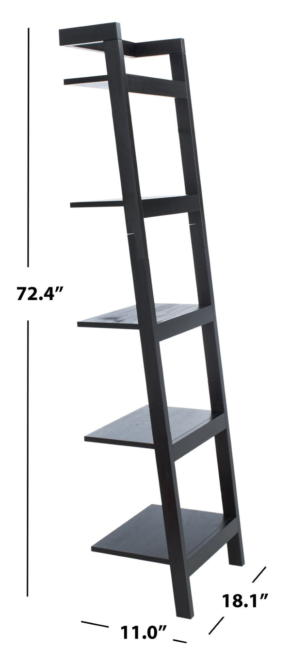 Safavieh Yassi 5-Tier Leaning Etagere - Rustic Storage Solution For Small Spaces With Stylish Open Shelving Black ETG9403D