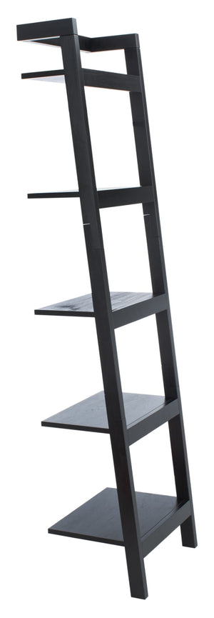 Safavieh Yassi 5-Tier Leaning Etagere - Rustic Storage Solution For Small Spaces With Stylish Open Shelving Black ETG9403D