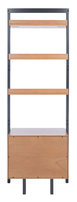 Safavieh Lavina 3-Shelf Etagere With Drawer - Stylish Industrial Storage Solution For Any Space Natural / Charcoal ETG9404A