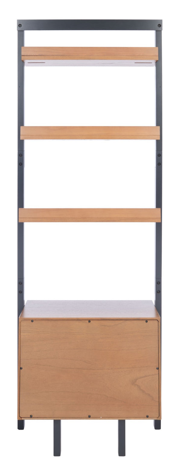 Safavieh Lavina 3-Shelf Etagere With Drawer - Stylish Industrial Storage Solution For Any Space Natural / Charcoal ETG9404A