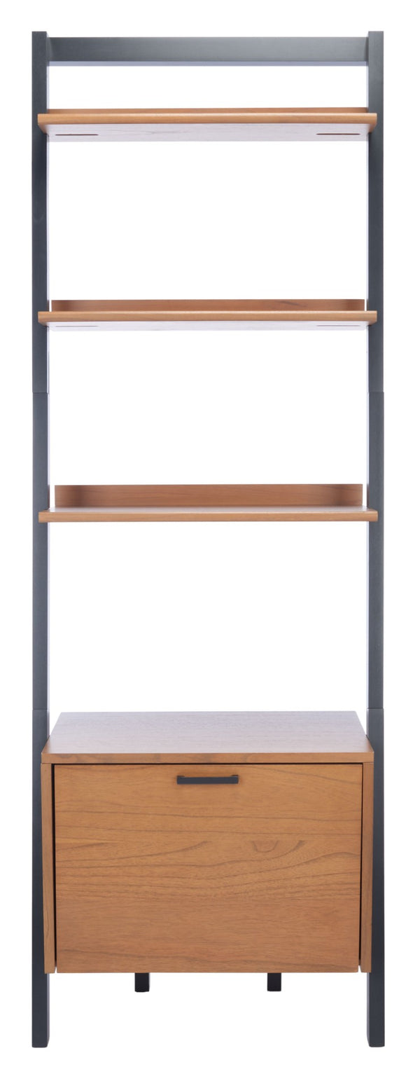 Safavieh Lavina 3-Shelf Etagere With Drawer - Stylish Industrial Storage Solution For Any Space Natural / Charcoal ETG9404A