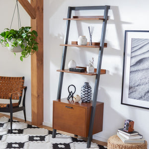 Safavieh Lavina 3-Shelf Etagere With Drawer - Stylish Industrial Storage Solution For Any Space Honey Brown / Charcoal ETG9404C